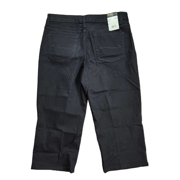 Lee Cropped Jeans/Pants Womens Size 12 Solid Black Relaxed Fit Mid Rise Stretch - Picture 2 of 9